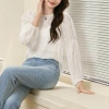 Baizi jacquard fabric see-through chiffon shirt for Women 2023 Autumn New style Sun Protection long-sleeved top for Women 231308 details Picture